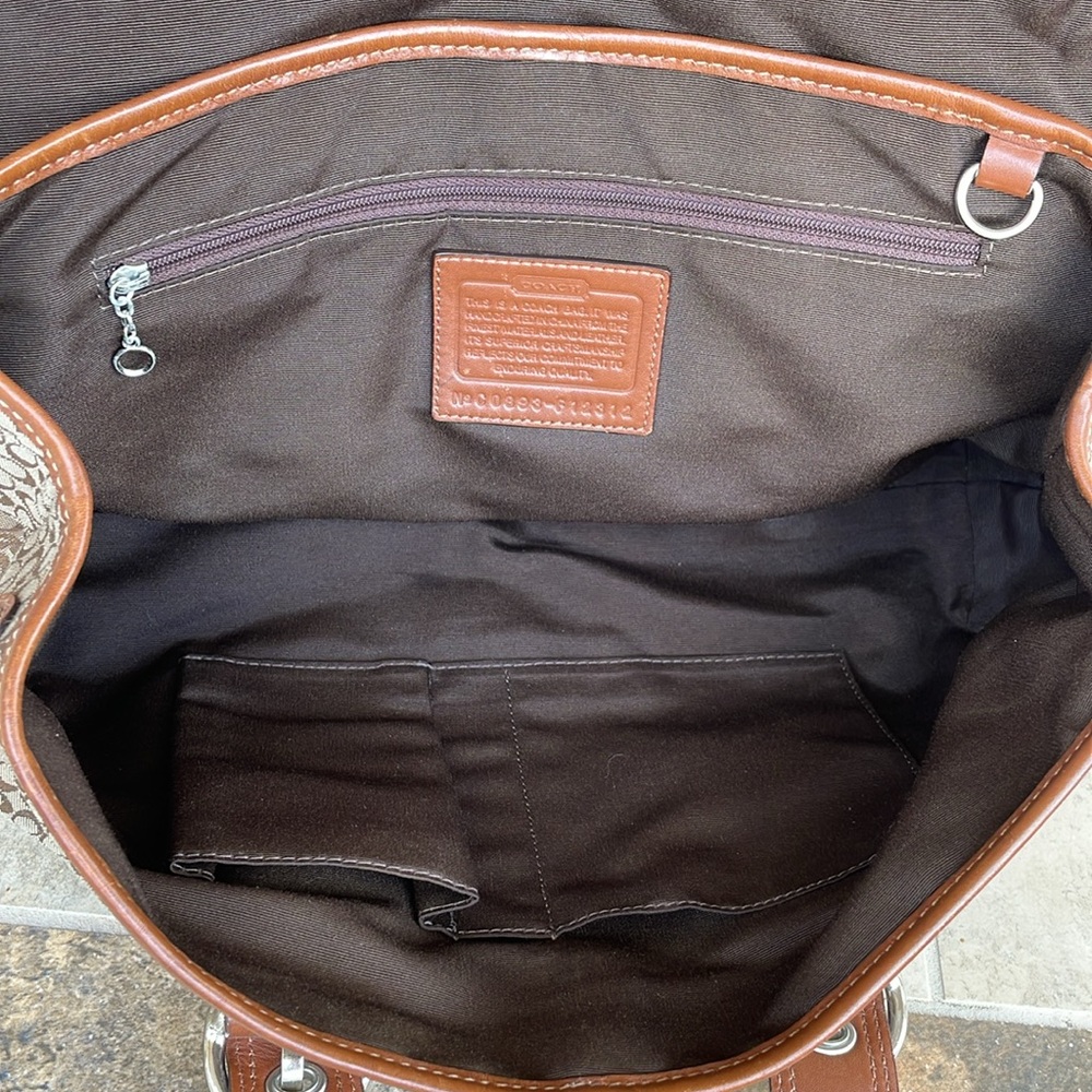 Coach Soho Signature Mini “C” Brown and Tan Handbag w/Matching Wallet - Picture 10 of 16
